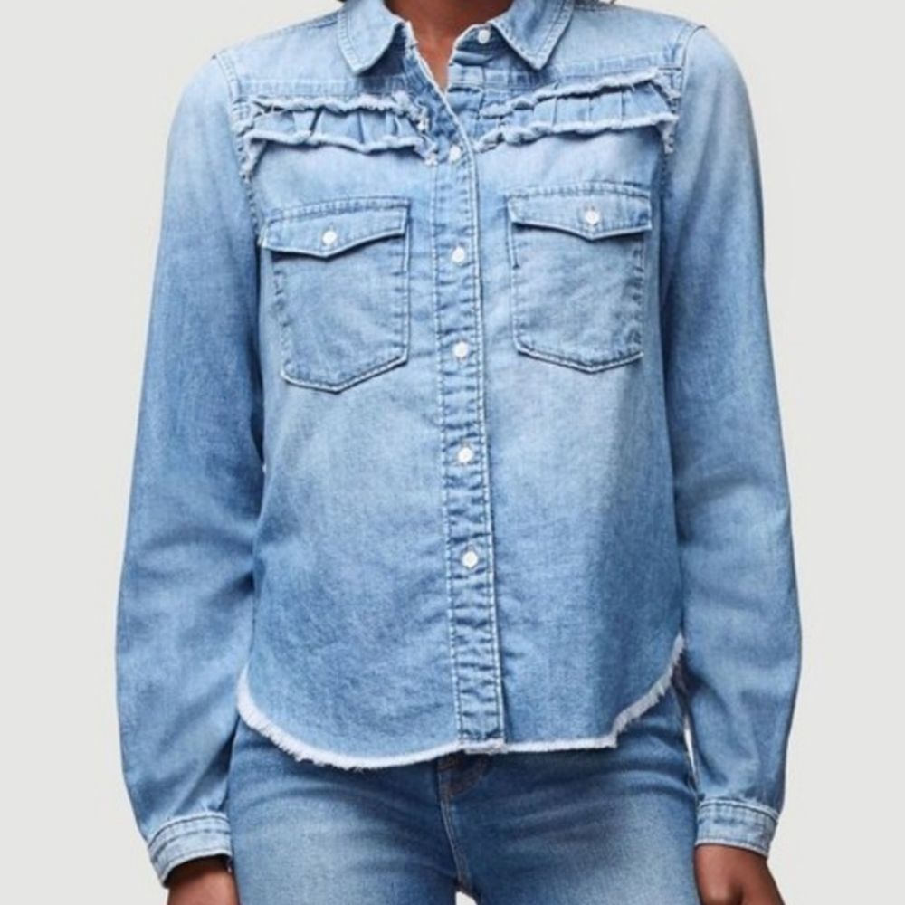 FRAME Denim Long Sleeve Ruffle Blouse